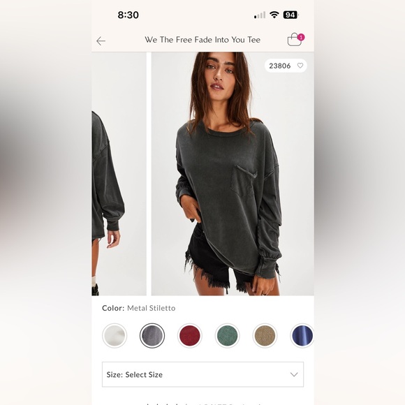 Free people Fade Into You Tee in olive; size L; $50 - Picture 6 of 7